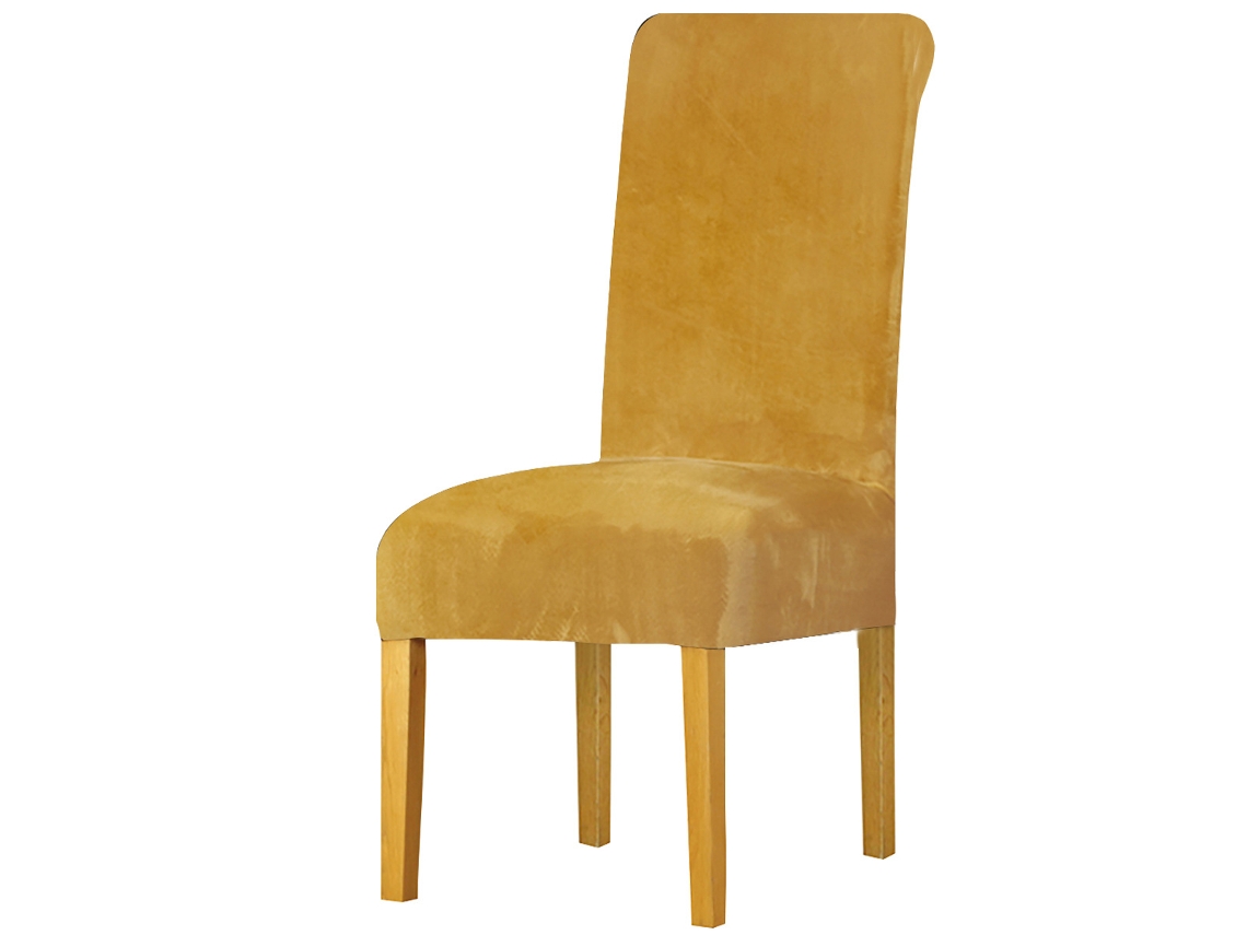 Funda para silla de comedor Siurn de terciopelo dorado (1 pieza)