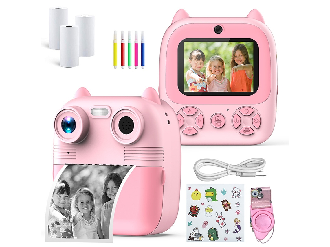 Cámara Instantánea Para Niños Lente Dual De 48 Mp Cámara De Impresión Térmica Pantalla Ips De 28 Pulgadas  Rosa DIGITALLAB