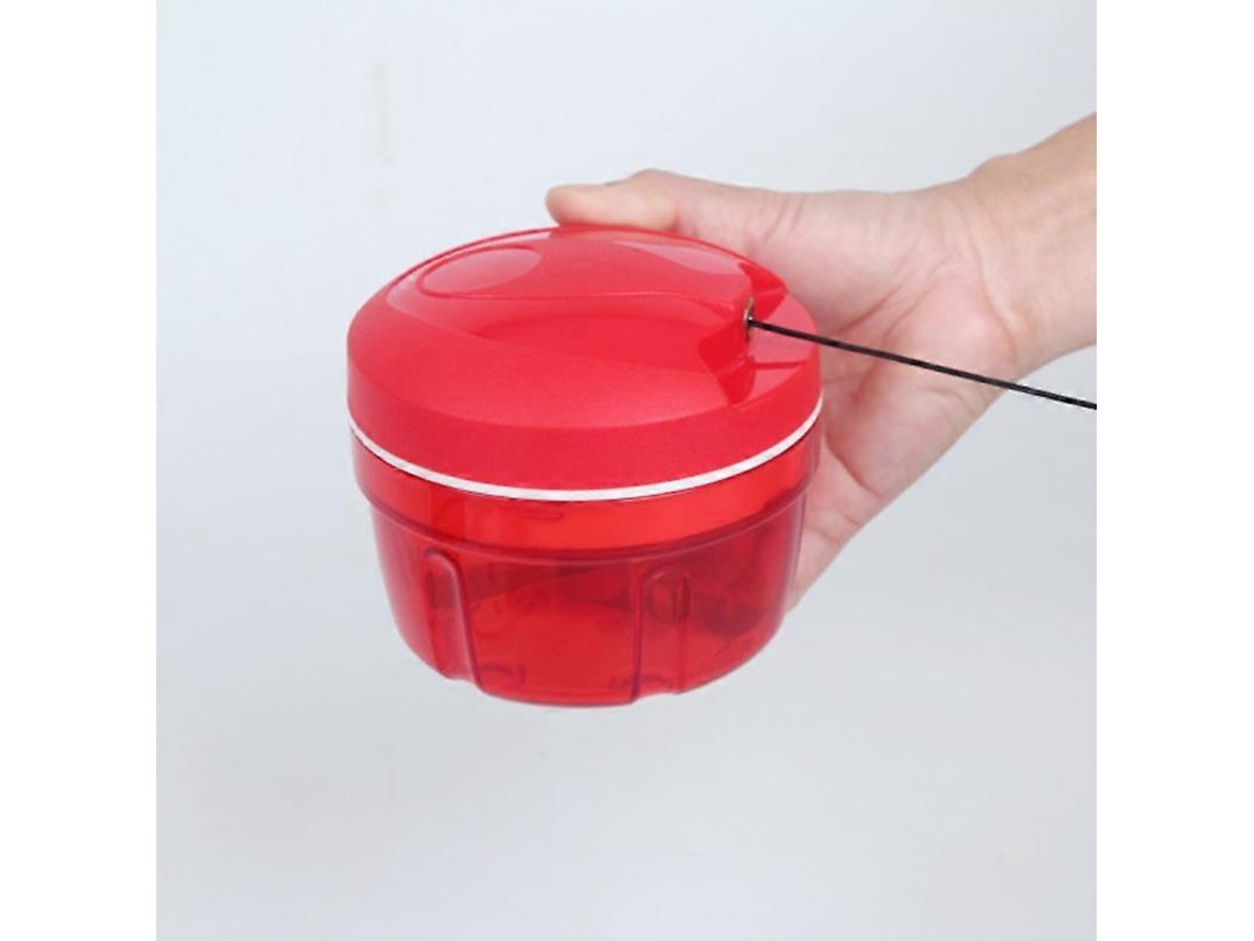 Cortador Manual De Alimentos Pull Chop Con Cuerda, Cuchillas De Acero Inoxidable, Rojo, 2 Tazas, Antideslizante