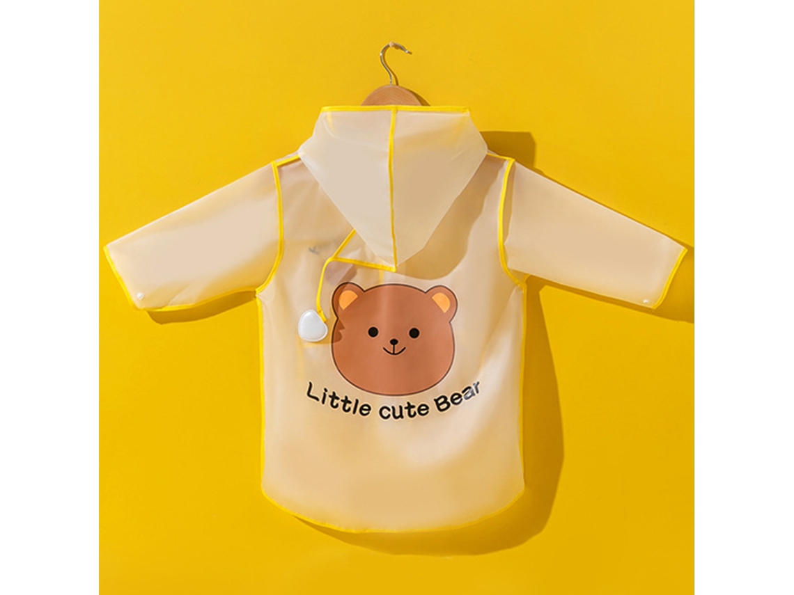 Traje De Lluvia Infantil De Eva Con Capucha, Visera Transparente, Impermeable, Para Niños, Niñas, Bebés Y Niños Pequeños, Oso Amarillo, Talla M
