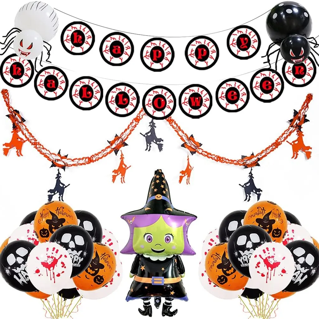 KOFIHETY Decoración festiva para fiesta de Halloween, globos de látex reutilizables con calabaza y cara de fantasma, látex de alta calidad para temáticas de Ha