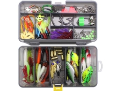 Kit De Cebos De Pesca Mixto Con Cebos Suaves Artificiales, Anzuelos, Giratorios Y Caja De Herramientas