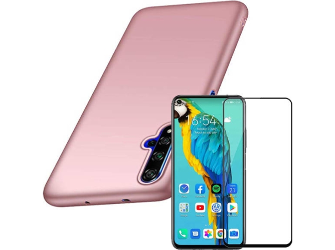 Kit Carcasa y Protector de Cristal 5D Honor 20 SlimShield Rosa