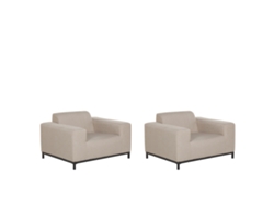 Conjunto De 2 Poltronas Beliani Rovigo De Tecido Creme 105x84x68