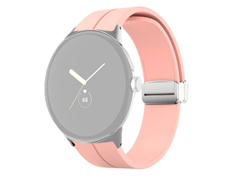 Correa de Silicona hebilla magnética para Google Pixel Watch - hebilla plateada/rosa