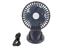 Ventilador portátil ajustable con clip, recargable por USB - Negro