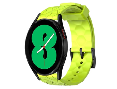 Correa de reloj inteligente para Samsung Galaxy Watch 4, 44 mm, 20 mm, patrón de fútbol, correa de silicona de color sólido (verde lima)