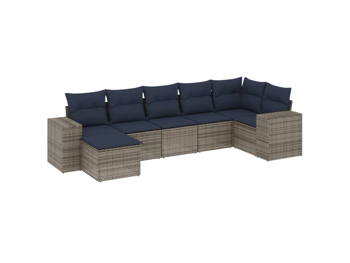 Maison Exclusive - Conjunto De Sofá De Jardín De 7 Piezas Con Cojines, Poliratán Gris