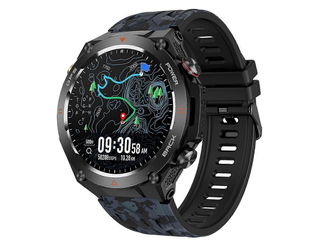 Reloj inteligente KC82 para exteriores con GPS, Bluetooth, llamadas, brújula, barómetro de altitud, monitor de ritmo cardíaco, reloj inteligente de fitness Ly Ebike