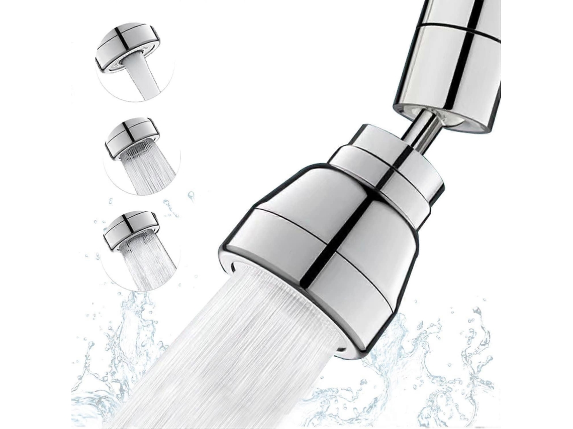 Rebe-3 Modos Ducha Grifo Cocina 360 Grados Rotatoria Aerador Ahorrador De Agua Adaptador Universal Laitón Abs