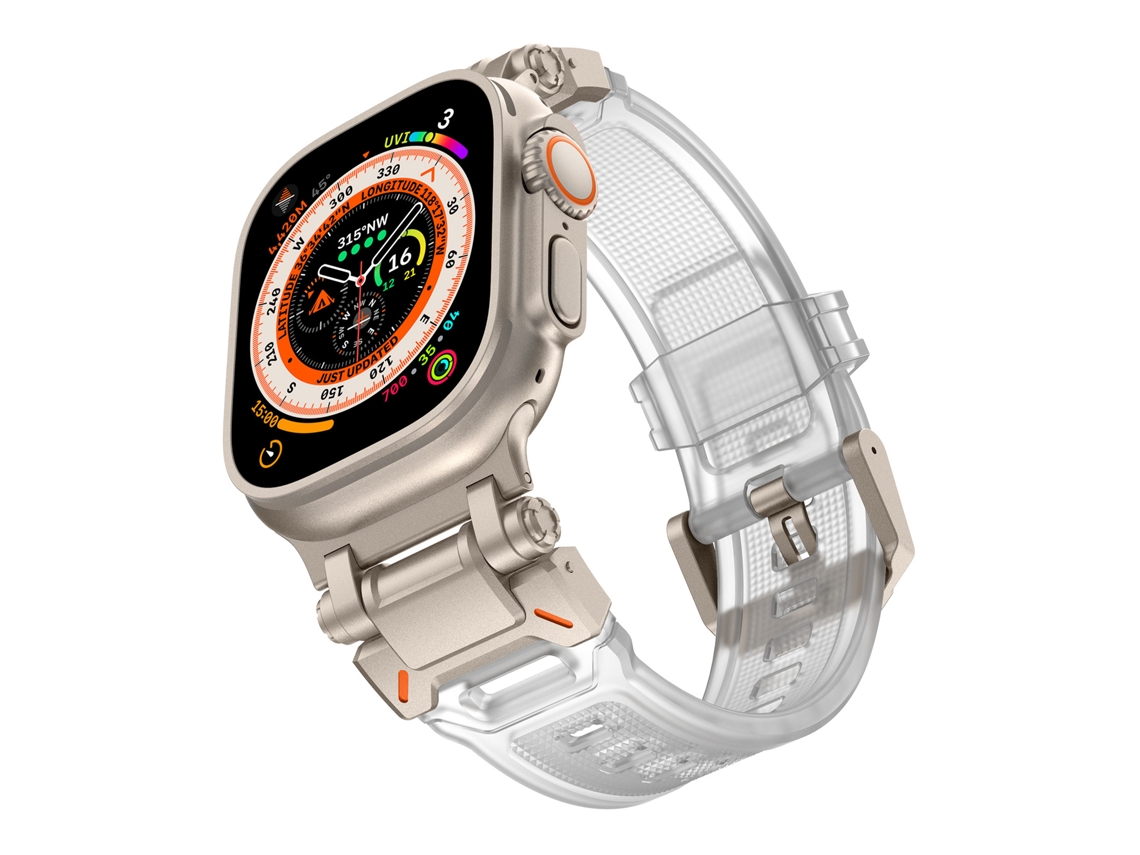 Correa universal para Apple Watch de 42/44/45/49 mm, XIAOMOYU, titanio transparente