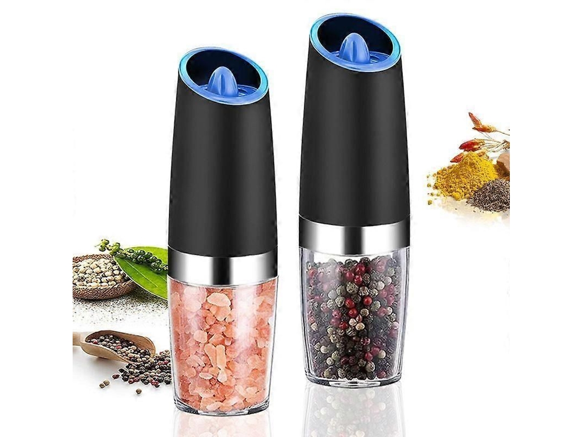 Juego de molinillos eléctricos de sal y pimienta Zihaisheng, automático, funciona con pilas, GOKOCO