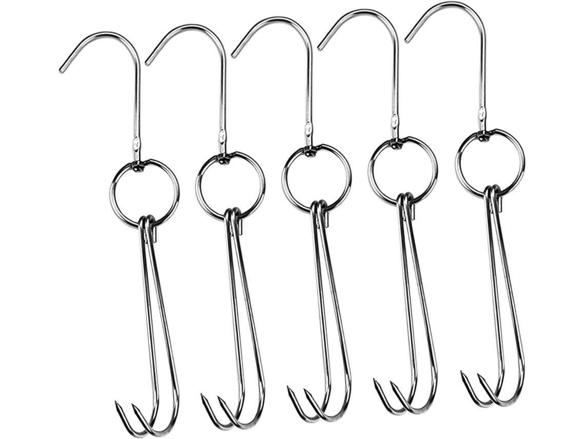 Juego De 5 Asadores De Acero Inoxidable Para Carnicería Y Cocina Doble.