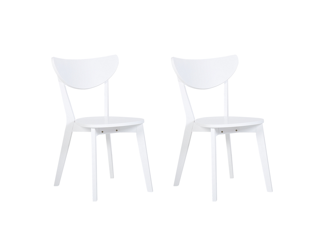 Conjunto de 2 cadeiras de jantar sem braços BELIANI Roxby de MDF Branco 48x53x80