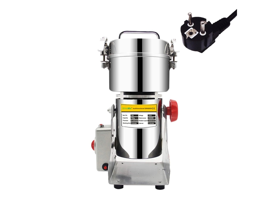 Molinillo de café eléctrico de alta potencia (2500 W, capacidad de 700 g y 800 g), acero inoxidable, 700 g, enchufe UE de 220 V.