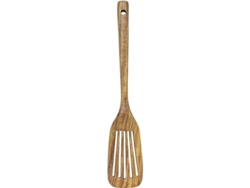 2026da-espátula De Madera Con Ranuras, Mango Largo De Teak Natural, Utensilio De Cocina Para Pans Antiadherentes, Hecho A Mano