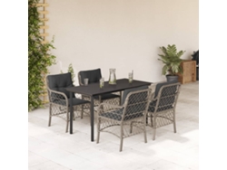 Juego de comedor de jardín de 5 piezas DKD Home Decor con cojines gris claro