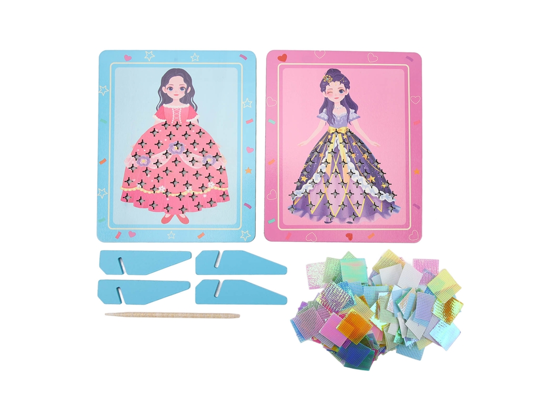 Kit De Manualidades Para Hacer Un Vestido De Princesa Con Estampado De Poke - Juguete Para Desarrollar La Motricidad Fina - Rosa