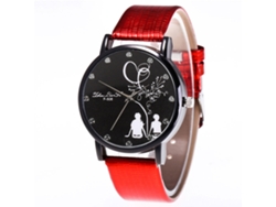 Reloj De Pulsera De Cuarzo Para Parejas Zhoulianfa Con Correa De Cuero Pu (rojo)