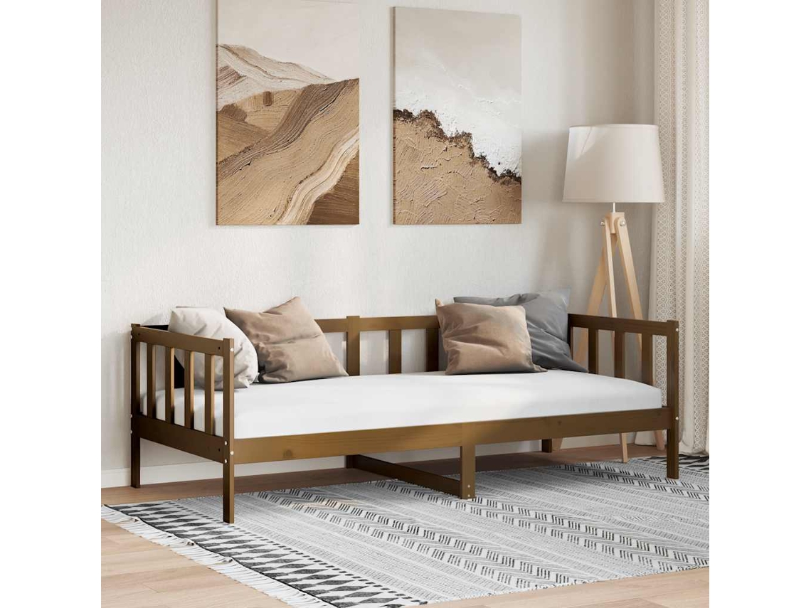 Sofá Cama Sin Colchón Madera Maciza Pino Marrón Miel 90x200 Cm