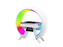 Cargador Inalámbrico Luz Ambiental Cambia Nocturna Regulable Despertador Pantalla Yemaesre Bluetooth Blanco