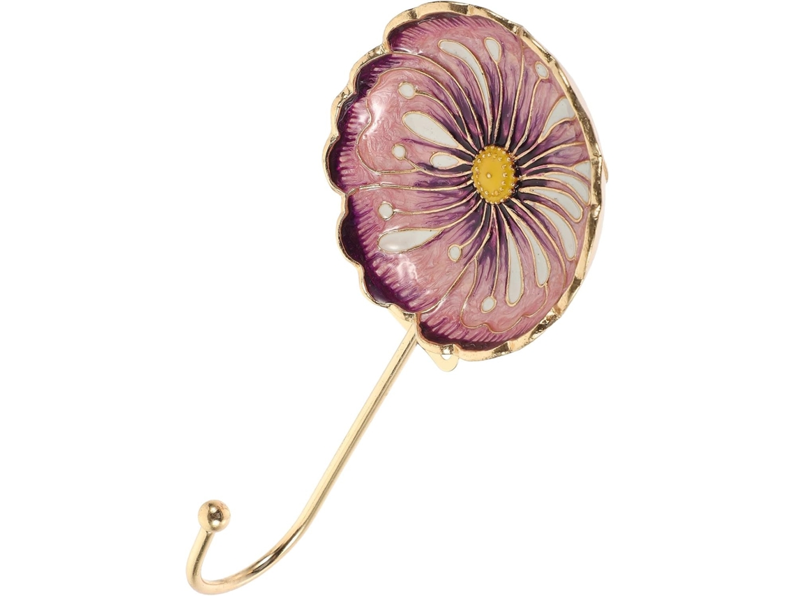 Perchero Pared Aleación Decorativo Diseño Floral Morado Único Colgar Abrigos Paquetes Llaves Accesorio