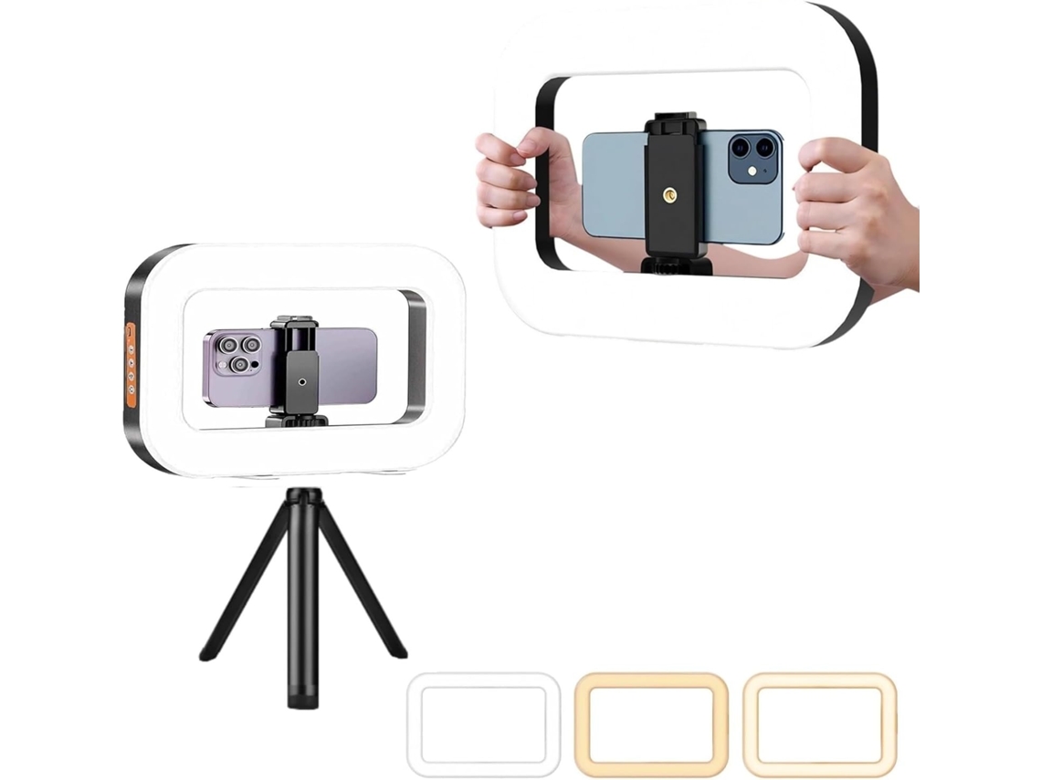 Panel de iluminación fotográfica inalámbrico y USB con luz de relleno LED regulable de 2500k a 8500k (luz + trípode de mesa)