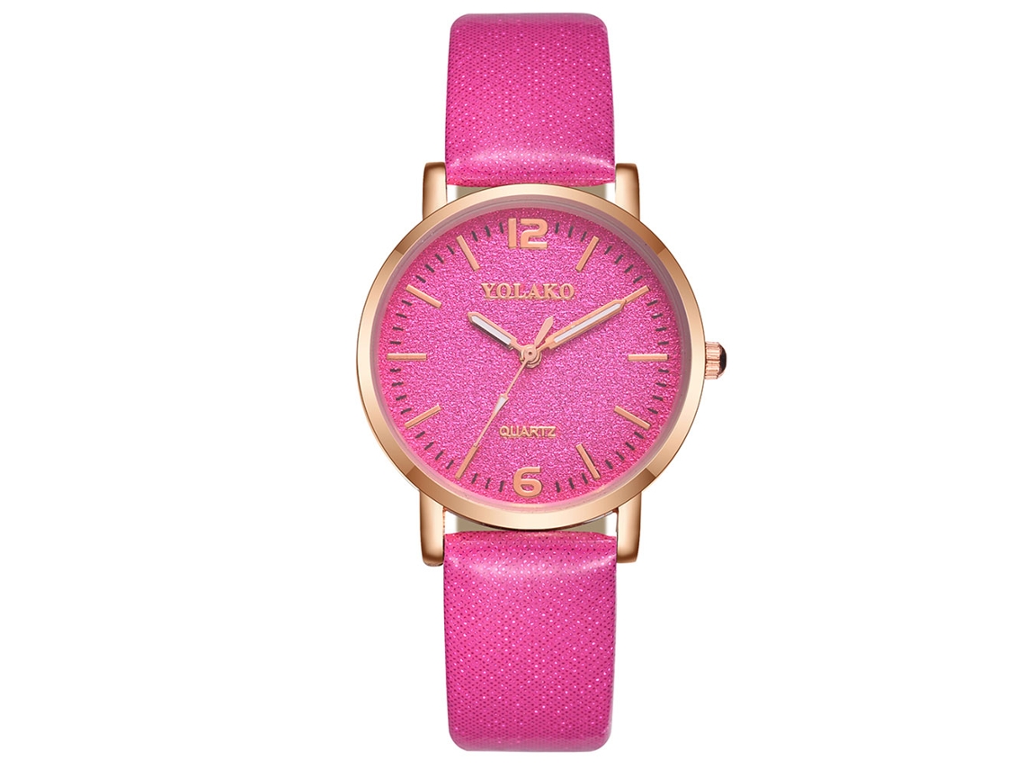 Reloj De Cuarzo Informal Para Mujer Con Correa De Pu, Diseño Sencillo Y Elegante, En Rosa Y Rojo.