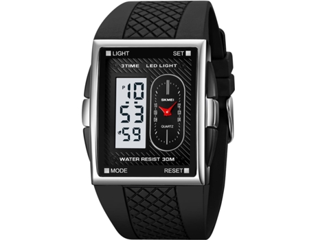 VEANXIN Relojes digitales para hombre Reloj de pulsera deportivo con esfera cuadrada y doble-Rosa transparente