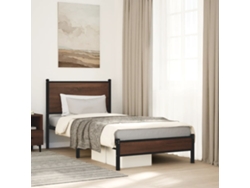 Estructura De Cama Sin Colchón Metal Marrón Roble 90x190 Cm