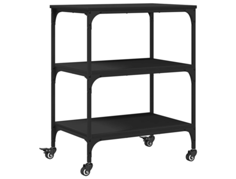 Carrito de cocina de madera de ingeniería negro VIDAXL (60x41x76 cm)