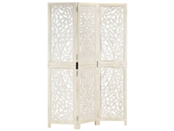 Mampara divisoria de ambientes, 3 paneles, 120 x 165 cm, madera de mango blanca, Dec030732 Dãcoshop2