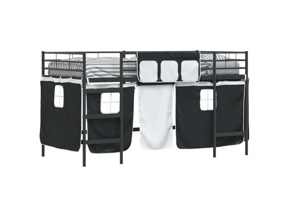 Maison Exclusive - Estructura De Cama Alta Para Niños Con Cortinas Liso Negro