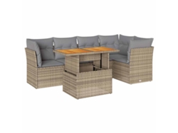 Conjunto 6 De Sofás Para Jardín VIDAXL Beige Poli Ratán(100 x 55 x 73 cm)