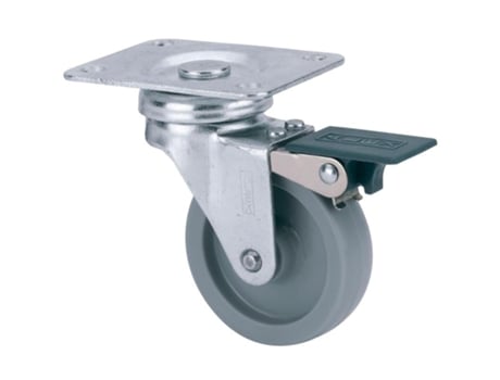 Rueda giratora placa freno 10bsrfn60-bp plastico gris eje liso ALEX