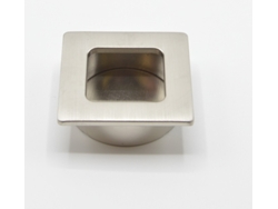 Tirador Para Mueble Cuadrado Empotrado En Zamac 39x39 Mm Niquelado Cepillado Lote De 8
