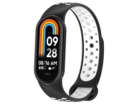 Correa Smartwatch para Xiaomi Mi Band 8 Sports Silicona Bicolor (Negro Blanco)