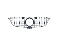 Rejilla de radiador delantera, estilo GT R, compatible con Mercedes GLE Clase W166, cromo negro OEM