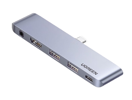 Adaptador UGREEN 20199 Cm424 5In1 Tipo-C a Aux 3.5Mm HDMI Usb3.0 Pd100W para Ipadpro