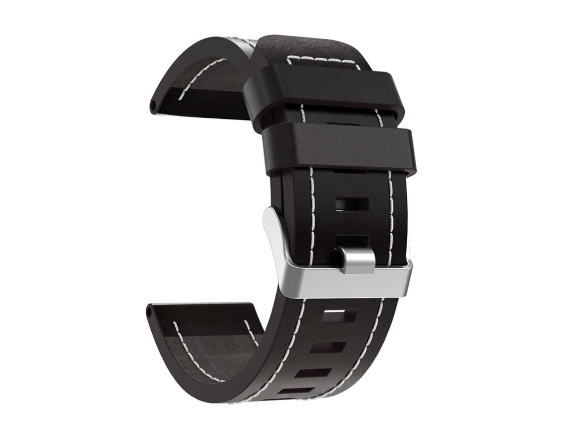 Correa de reloj inteligente para Garmin Fenix 6X Pro 26 mm Pulsera con hebilla de acero y cuero con costuras (negro)