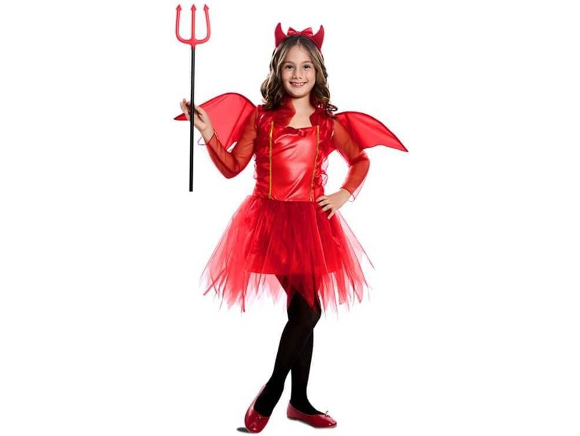 Disfraz de Niña DISFRAZZES Diablilla Roja Con Alas (Talla: 7 a 9 años)