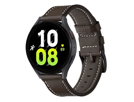Correa de reloj inteligente para Garmin Venu/SQ/SQ2/Venu 2 Plus con hebilla de costura, correa de cuero genuino negra (café)