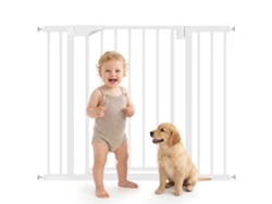 Barandilla De Seguridad Para Niños/mascotas De 76-103 Cm Con Doble Cierre Y Acceso Independiente, Color Blanco.