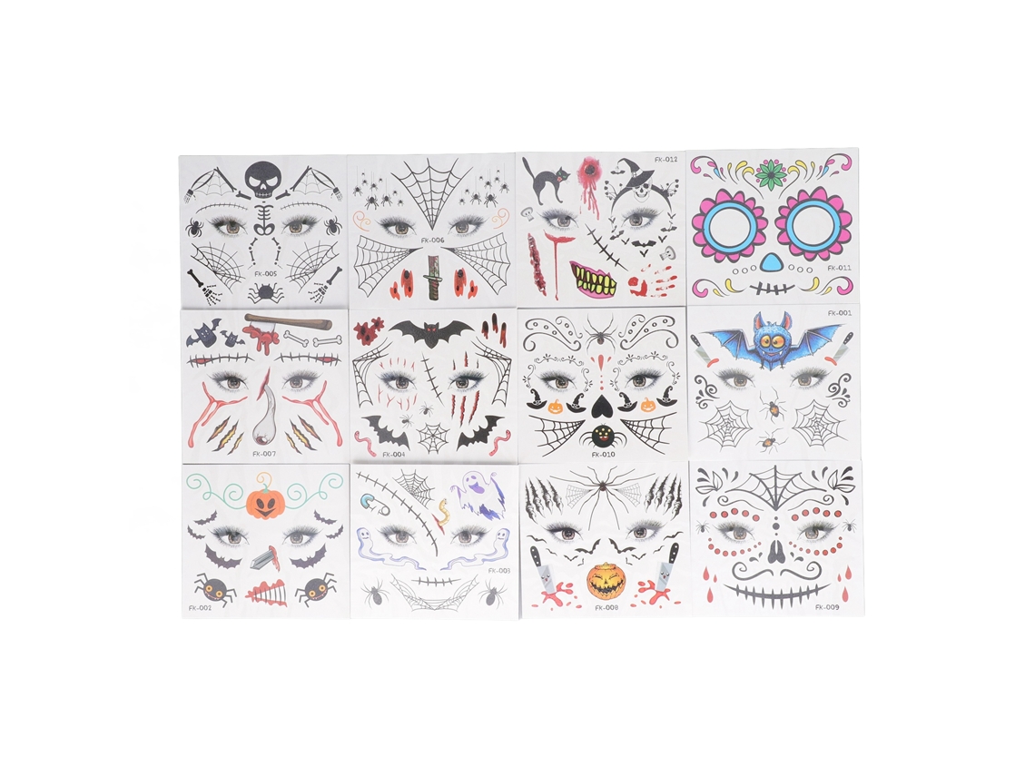 Ats-12 Pegatinas De Tatuajes De Halloween Infantiles, Chistosas Y Terroríficas, Decoración Para Niños De Más De 3 Años