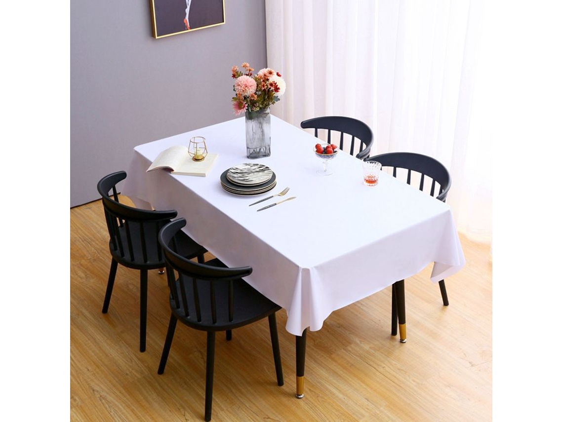 Rebe-mantel Rectangular De Pvc, Impermeable Y Resistente Al Aceite, 60x104 Pulgadas, Blanco Puro Para Mesa, Fiesta Y Camping