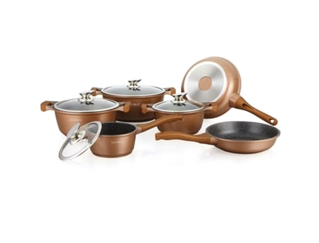 Batería de Cocina ROYALTY LINE BS1010M (Cerámica - Aluminio - Teflón - 10 Piezas)