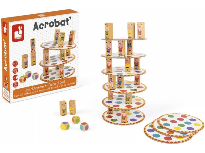 Juego Mesa Janod j02757 acrobat habilidad y estrategia juegos para niños concentración motricidad fina 2 jugadores desde 5