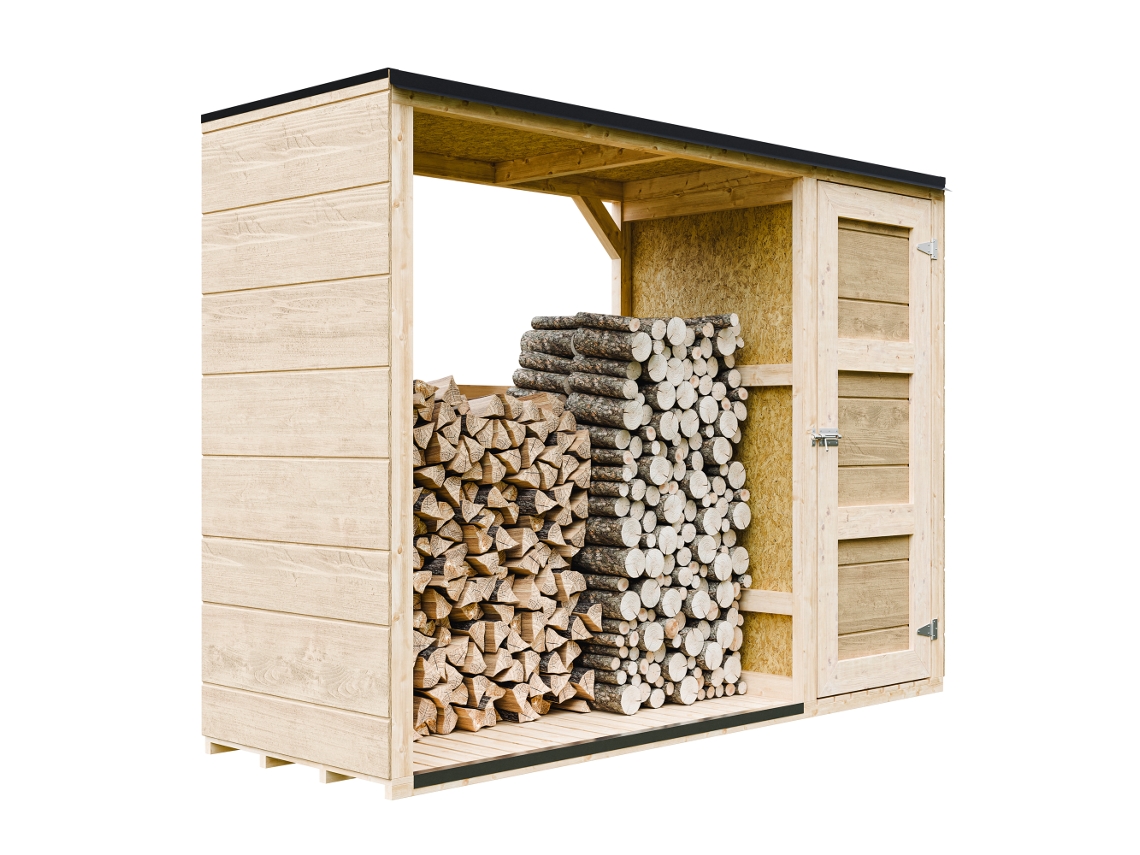 Refugio para leña de exterior (75 x 217 x 159 cm), para herramientas y leña, 1,09 m² x 0,53 m², Timbela M981