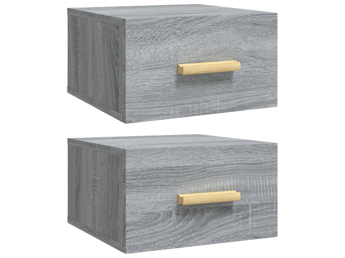 Juego de 2 mesitas de noche de pared MAISON EXCLUSIVE, gris Sonoma, 35 x 35 x 20 cm
