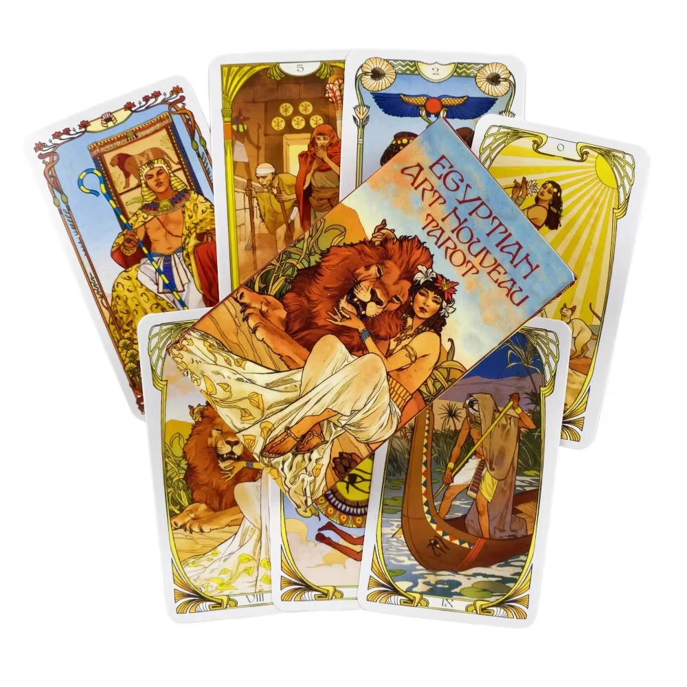 Baraja De Tarot Egipcio Art Nouveau, 78 Cartas, Cartas Oráculo, Versión En Inglés.